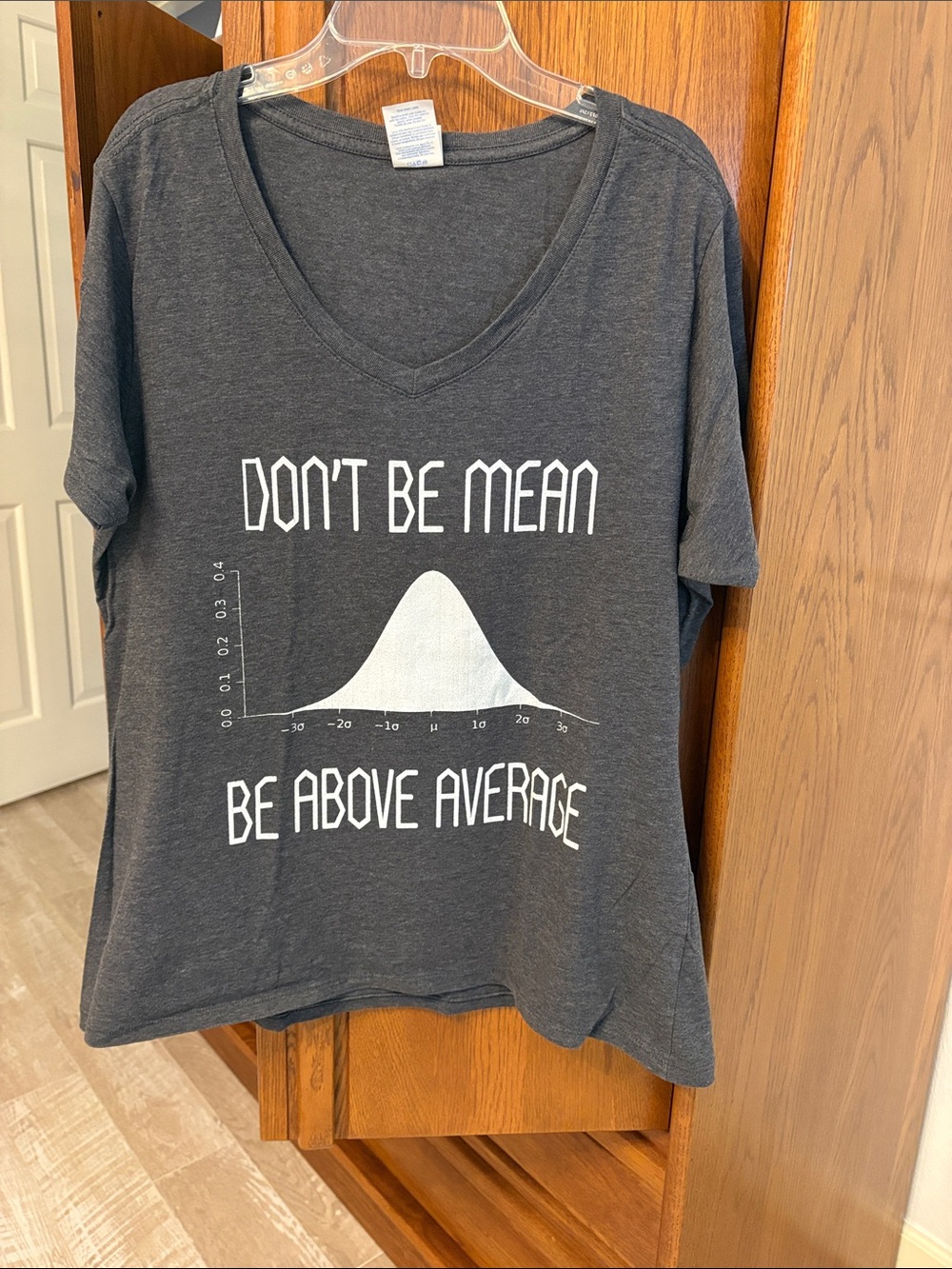 Port and Company Charcoal V-Neck Tee with White 'Don't Be Mean' Graphic